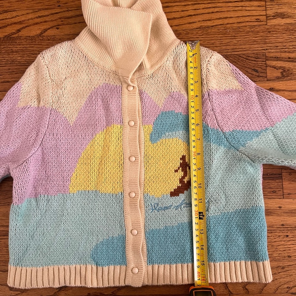 House Of Sunny Surfer Graphic Print Stretch Knit Cardigan Size 4 - Picture 15 of 16